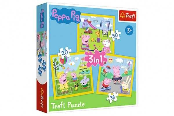 Puzzle 3v1 Prasátko Peppa Teddies