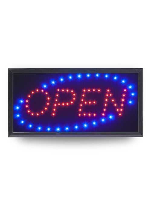 LED tabule Securit LED SIGNS "OPEN" s plastovým rámem