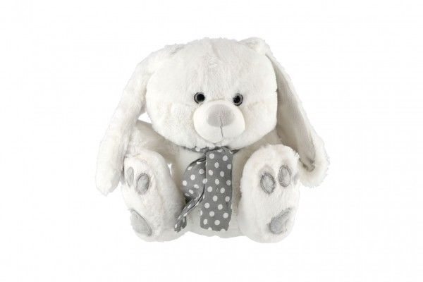 Zajíc/Zajíček sedící se šátkem plyš 30cm bílý v sáčku 0+ Teddies