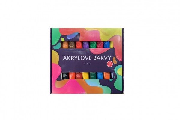 Akrylové barvy 18x36ml v krabičce 30x27x3cm Teddies